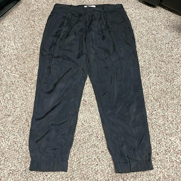 Joie pleated wide leg high rise ankle cropped pants - Picture 1 of 9